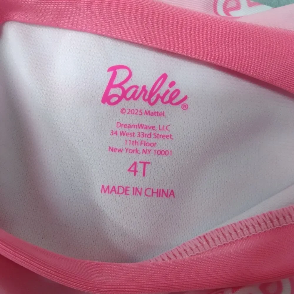 Girls Swimsuit Barbie Toddler Size 4T Bikini Two Piece Set Long Sleeve Sunblock